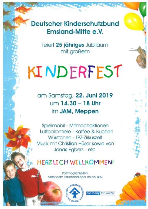 22.6.2019: Kinderfest zum Jubiläum des Kinderschutzbundes Meppen